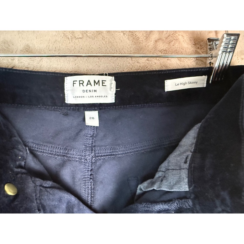 Frame Le High Skinny Pants Womens 28 Navy Blue Velvet Corduroy High Rise Jeans - Picture 3 of 9